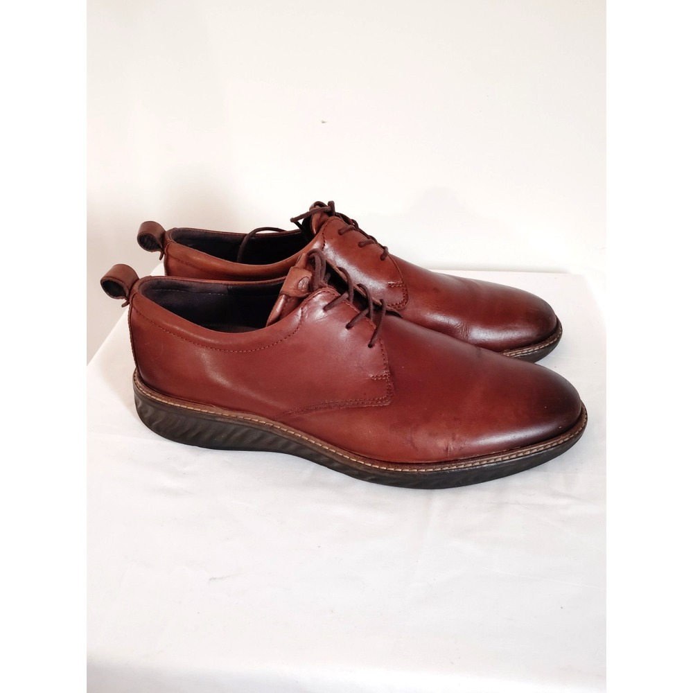 ECCO Men's 9 Brown Leather Helsinki Apron Toe Oxford Comfort Dress Lace Up Shoes